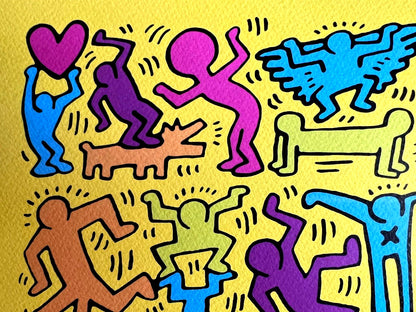 Keith Haring Lithograph Of A Coa Painting Signed