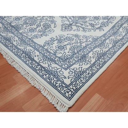 8'X9'9" Ivory Hand Knotted 100% Cotton Agra Design Rug