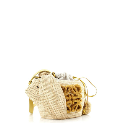 Loewe Bunny Drawststring Bucket Bag Raffia Small
