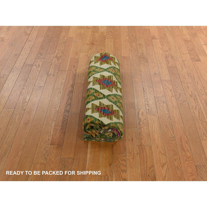 8'2"X9'6" Brown Colorful Afghan Kilim Pure Wool Flat Weave Hand Woven Rug