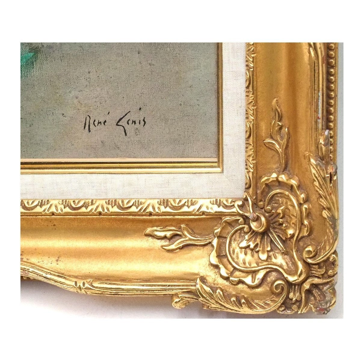 Ren Genis Original Oil Painting Dahlias Signed W/ Back Signature, Still Life