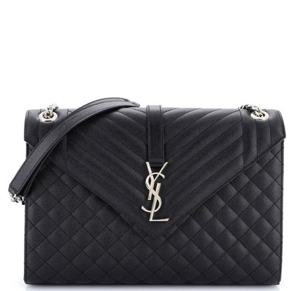 Saint Laurent Classic Monogram Envelope Satchel Mixed Matelasse Leather Large