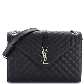 Saint Laurent Classic Monogram Envelope Satchel Mixed Matelasse Leather Large
