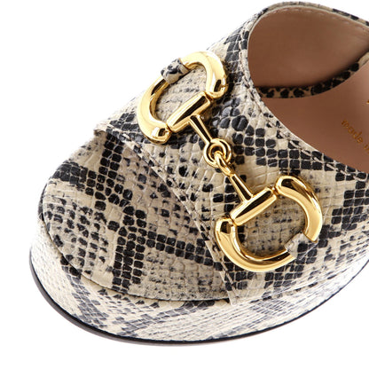 Gucci Women'S Baby Horsebit Platform Sandals Snakeskin Embossed Leather