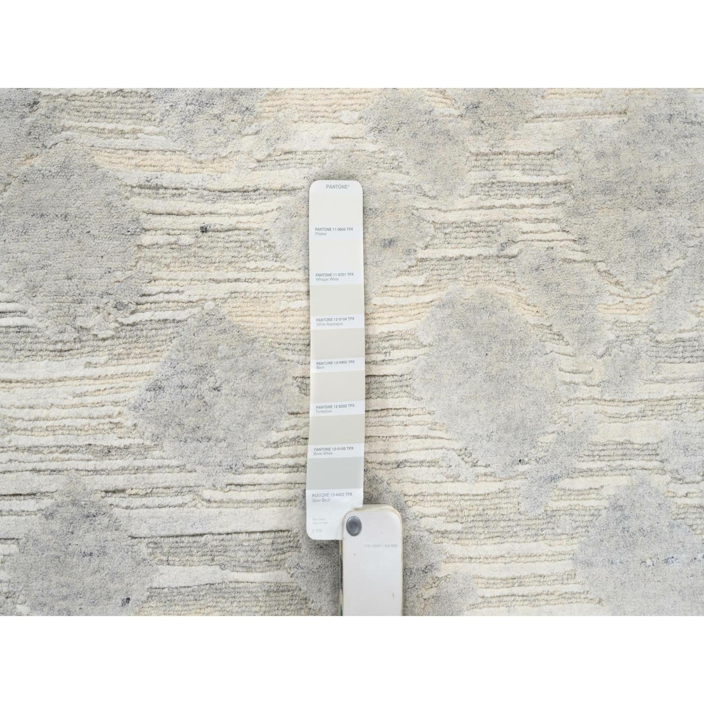 6'1"X11'10" Natural Wool Hand Knotted Ivory Modern Design Wide Runner Rug