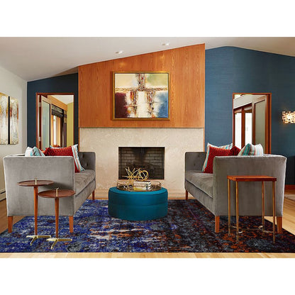 8'10"X12' Blue Hand Knotted Galactical Modern Design Silk And Pile Rug