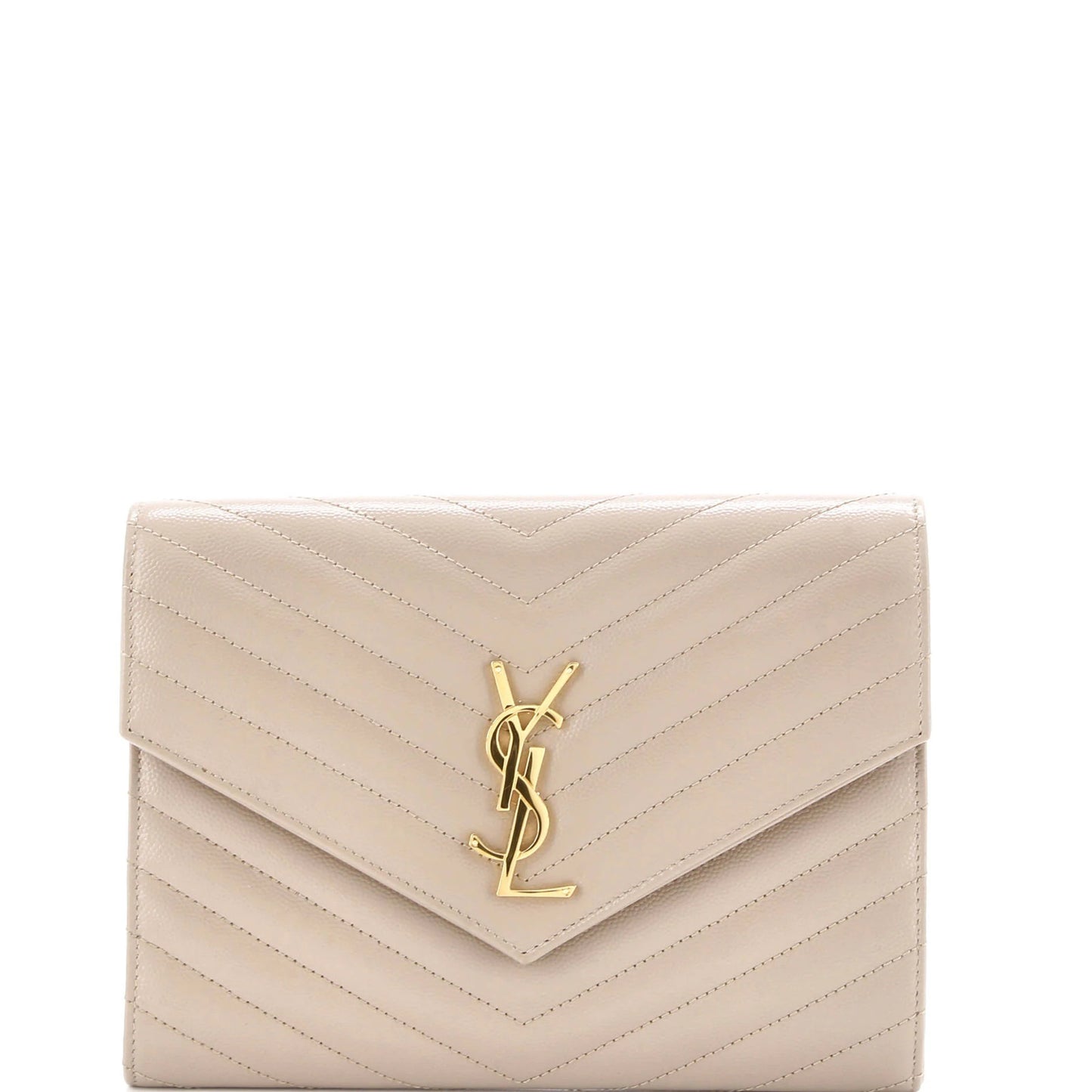 Saint Laurent Classic Monogram Envelope Wristlet Clutch Matelasse Chevron