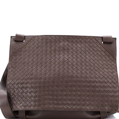 Bottega Veneta Square Panelled Messenger Bag Intrecciato Nappa Large