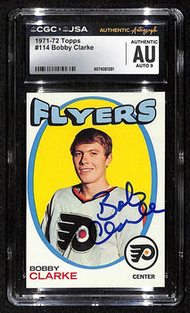 Bobby Clarke Hof Signed/Auto 1971-72 Topps Card #114 Flyers Cgc/Jsa 200878