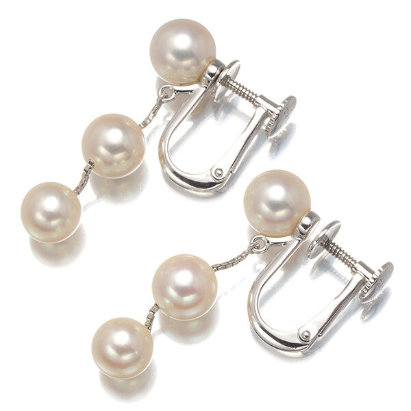 Tasaki Earrings Akoya Pearl 6.6-7.4Mm Chain Dangle 18K 750 White Gold
