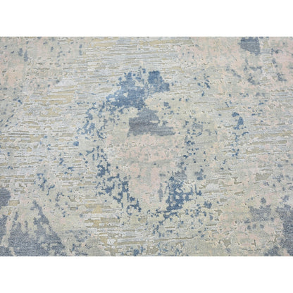 10'X14'3" Large Elements Pastels Modern Silk & Textured Wool Handmade Rug