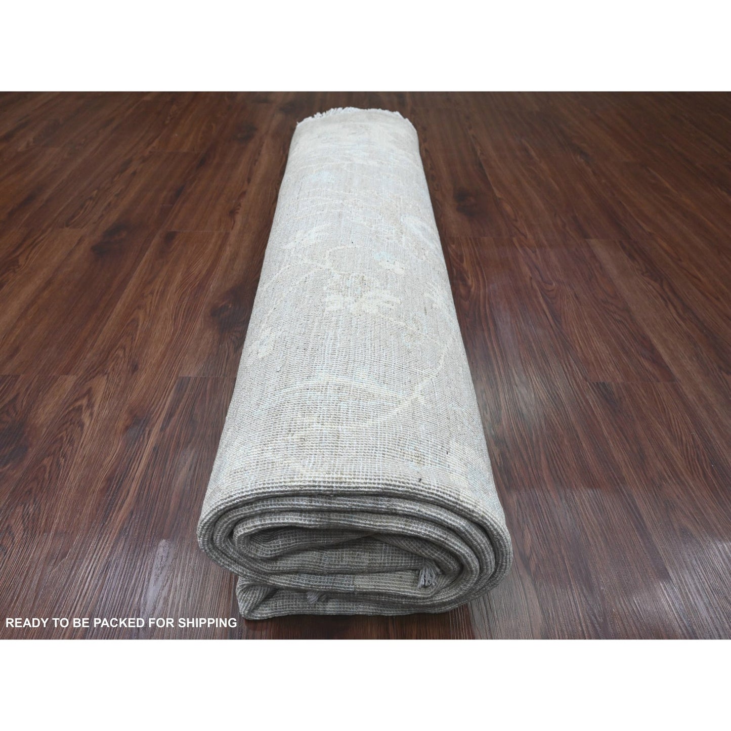 8'X8' Misty Gray Ziegler Mahal Revival Hand Knotted 100% Wool Round Rug