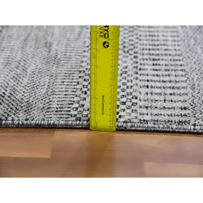 8'X8' Silver Gray Grass Design Undyed 100% Wool Hand Knotted Square Rug