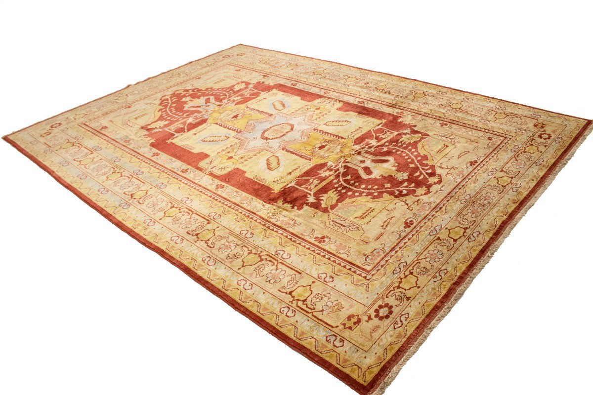 Antique-Washed Ziegler Rug Rusty Red Pakistani Handmade Wool Carpet 8'3X11'5 ft