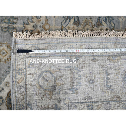 6'2"X6'1" Blue Gray Wool Karjihooz Geometric Hand Knotted Square Rug