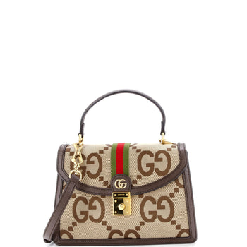 Gucci Ophidia Flap Top Handle Bag Jumbo Gg Canvas Small