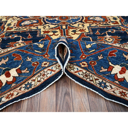 9'2"X11'8" Blue Hand Knotted Afghan Peshawar Seerape Heris Oriental Rug