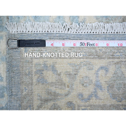 2'8"X15'2" Blue Finer Peshawar Wool Hand Knotted Xl Runner Oriental Rug