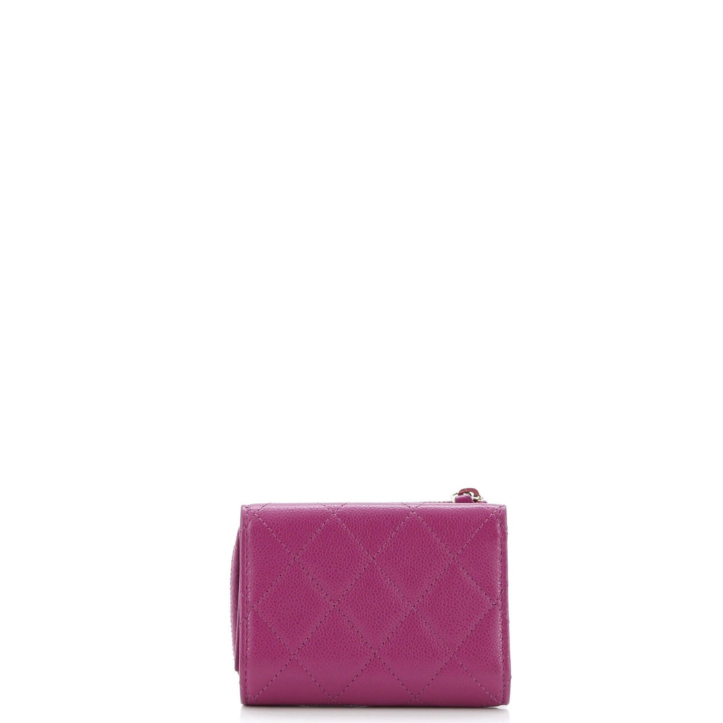 Chanel Cc Zip Trifold Wallet Quilted Caviar Compact