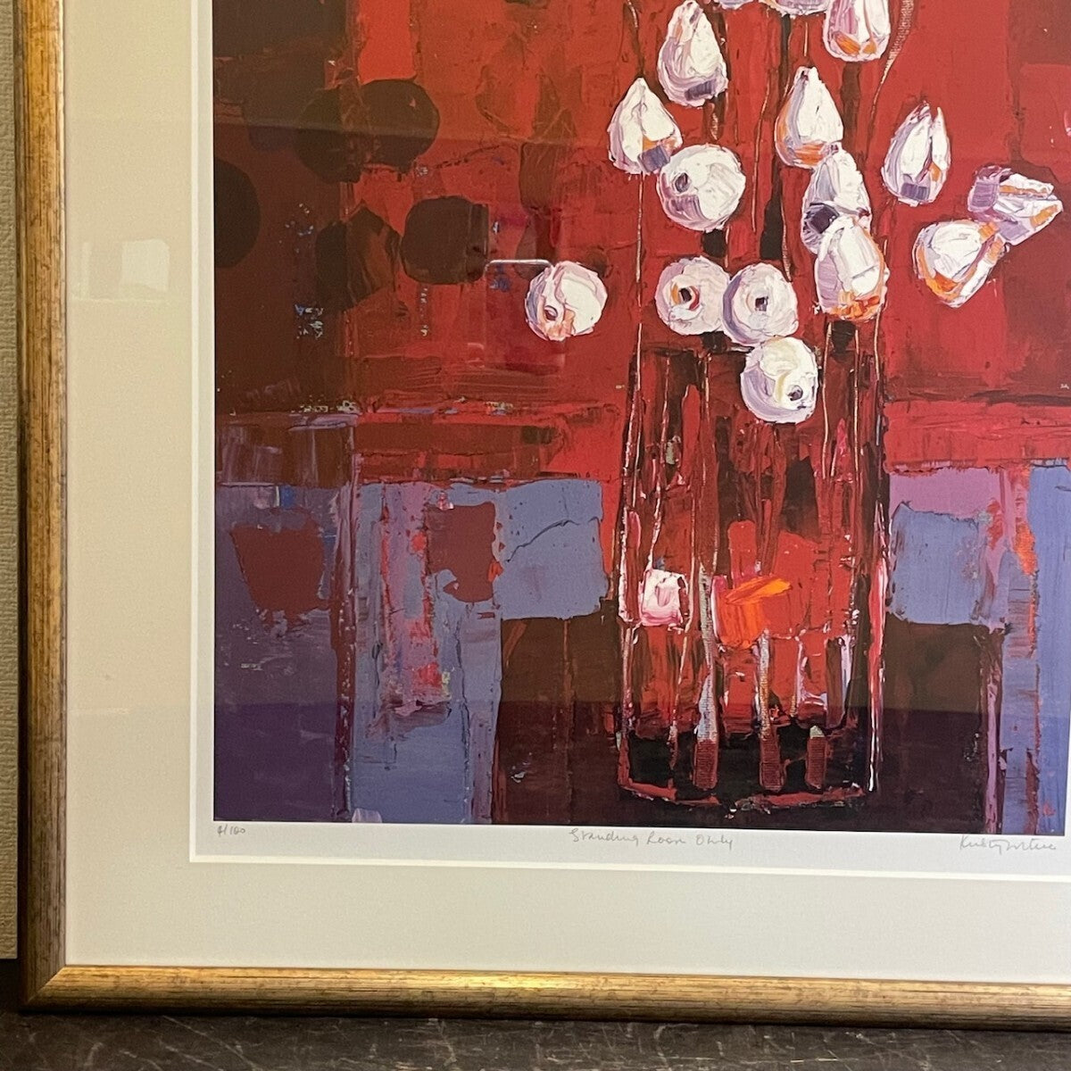 Kirsty Wither Signed Original Lithograph Print Framed "Still Life Flower"