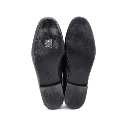 Chanel Women'S Cc Mocassin Loafers Leather With Metal