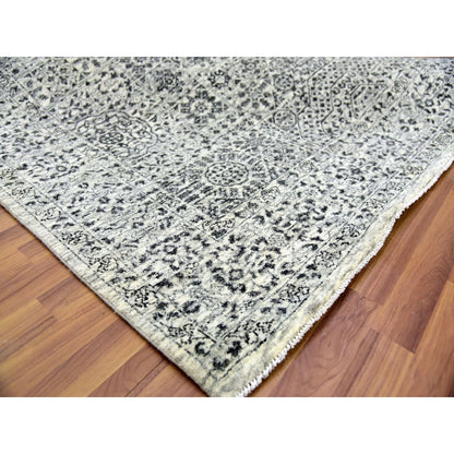 6'1"X9'3" White Hand Knotted Mamluk Dynasty Design Undyed 100% Wool Rug