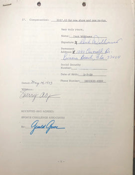Dick Williams Autographed Contract (Jsa)