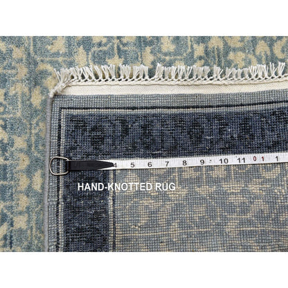 3'1"X5'2" Blue Modern Design Hand Knotted Natural Wool Oriental Rug