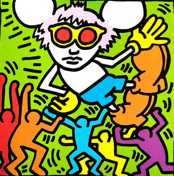 Keith Haring Lithograph 'Andy Mouse' Coa Signature Stamp