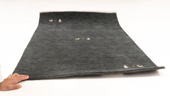Plush Gabbeh Runner Rug Charcoal Tribal Modern