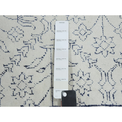 9'1"X11'10" Ivory Hand Knotted 100% Cotton Agra Design Rug