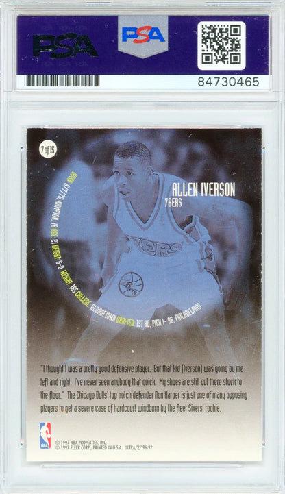 Allen Iverson Autographed 1996-97 Fleer Ultra Card #7 (Psa Auto Gem Mt 10)