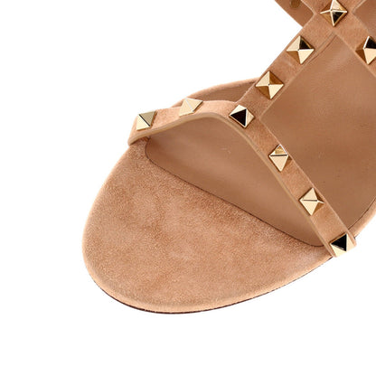 Valentino Garavani Women'S Rockstud Caged Ankle Strap Block Heel Sandals Suede