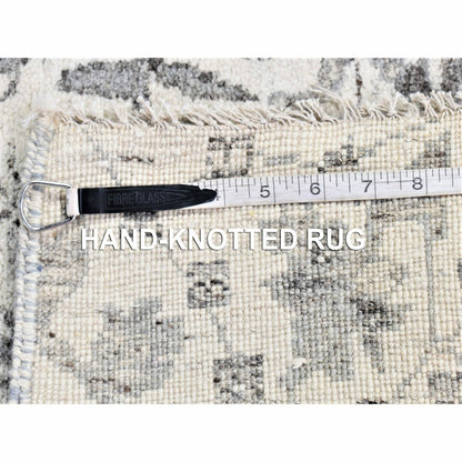 2'7"X14'1" Ivory Oushak Hand Knotted Natural Wool Runner Rug