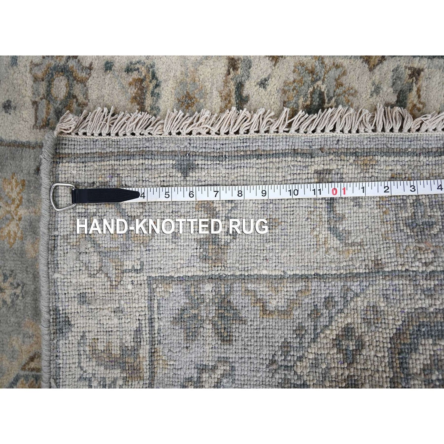 2'6"X11'8" Mist Gray Karjihooz Design Pure Wool Hand Knotted Runner Rug