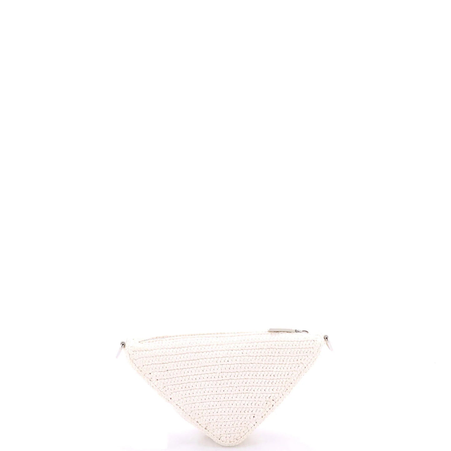 Prada Triangle Logo Zip Crossbody Bag Crochet Raffia Small
