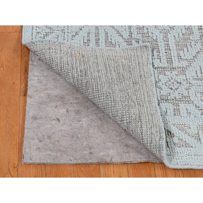 9'X12' Marian Blue Oushak Design Textured Wool Hand Knotted Oriental Rug