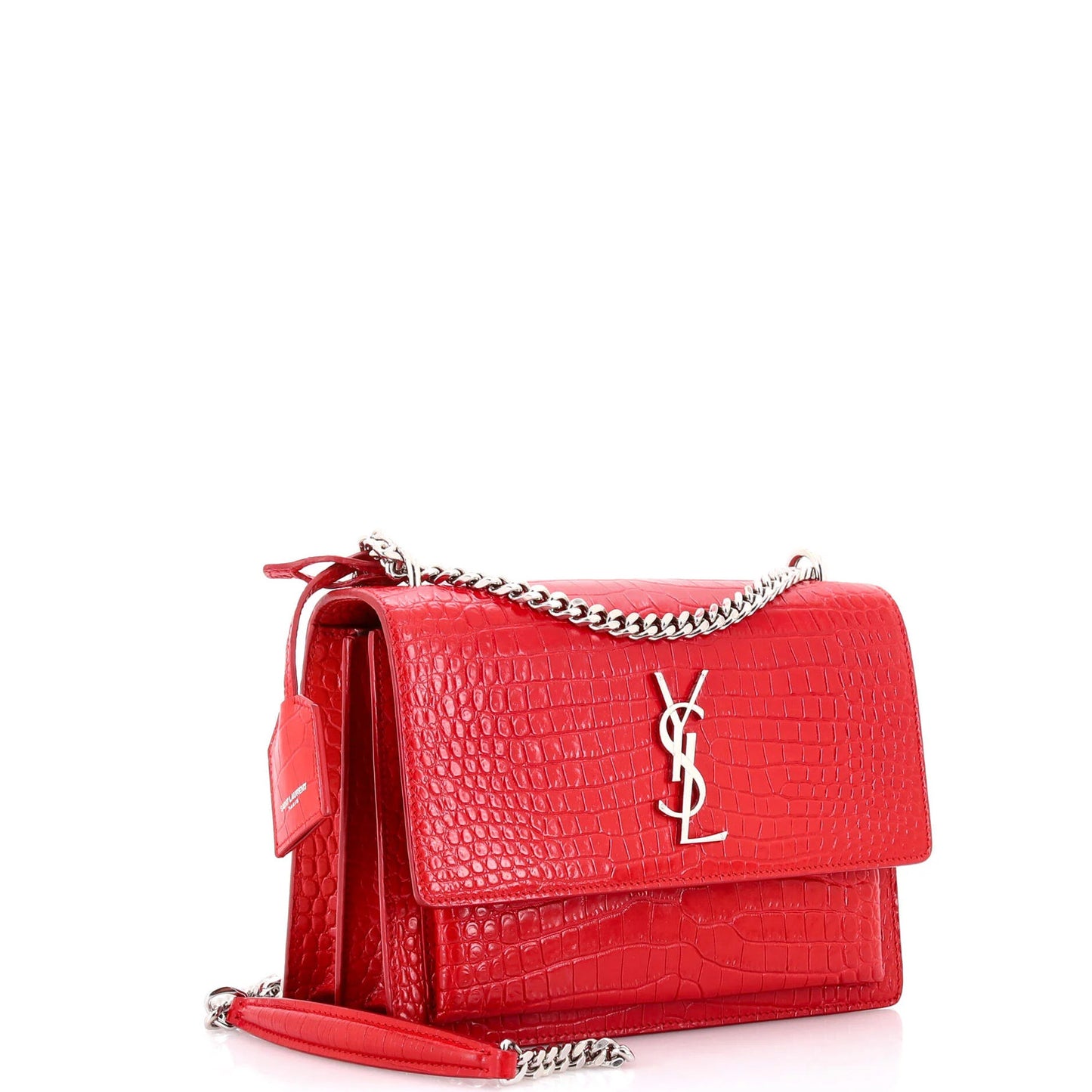 Saint Laurent Sunset Crossbody Bag Crocodile Embossed Leather Medium