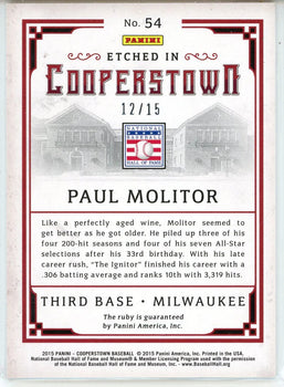 #54 Paul Molitor 2015 Panini Cooperstown Ruby Card
