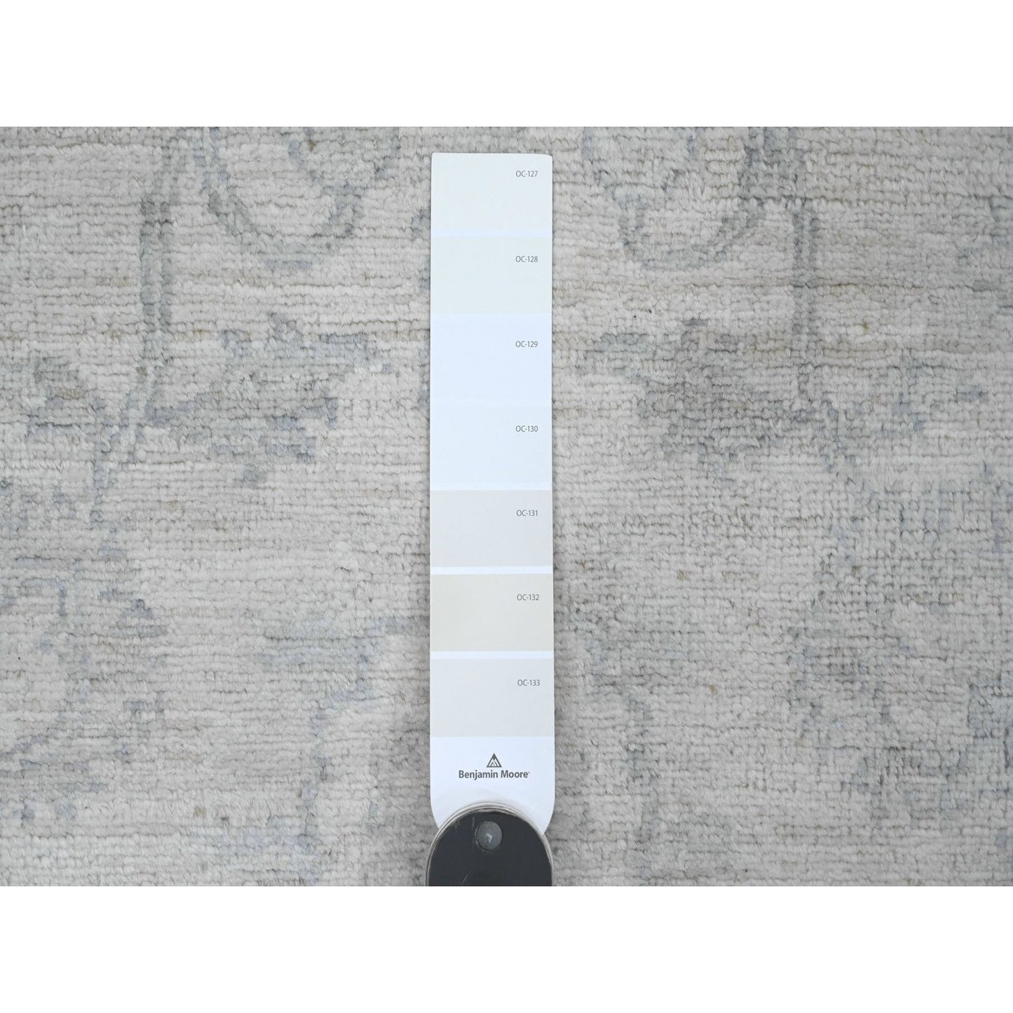 2'5"X11'1" White Washed Peshawar Leaf Design Hand Knotted Wool Runner Rug