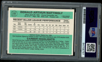 1984 Donruss Don Mattingly #248 Authentic Card Signed New York Yankees Psa/Dna