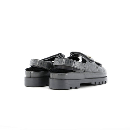 Chanel Women'S Dad Sandals Leather And Shearling