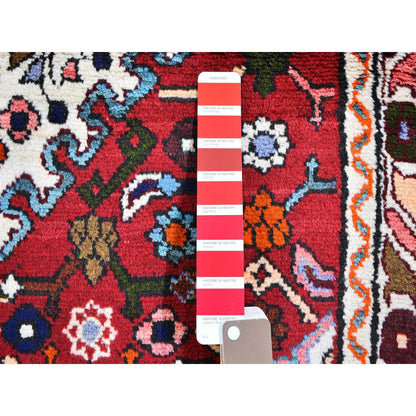 3'6"X5'3" Red New Farsian Amadan Small Flowers Medallion Hand Knotted Rug