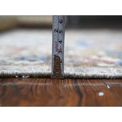 4'X11'9" Gray Heris All Over Design Hand Knotted Wide Runner Oriental Rug