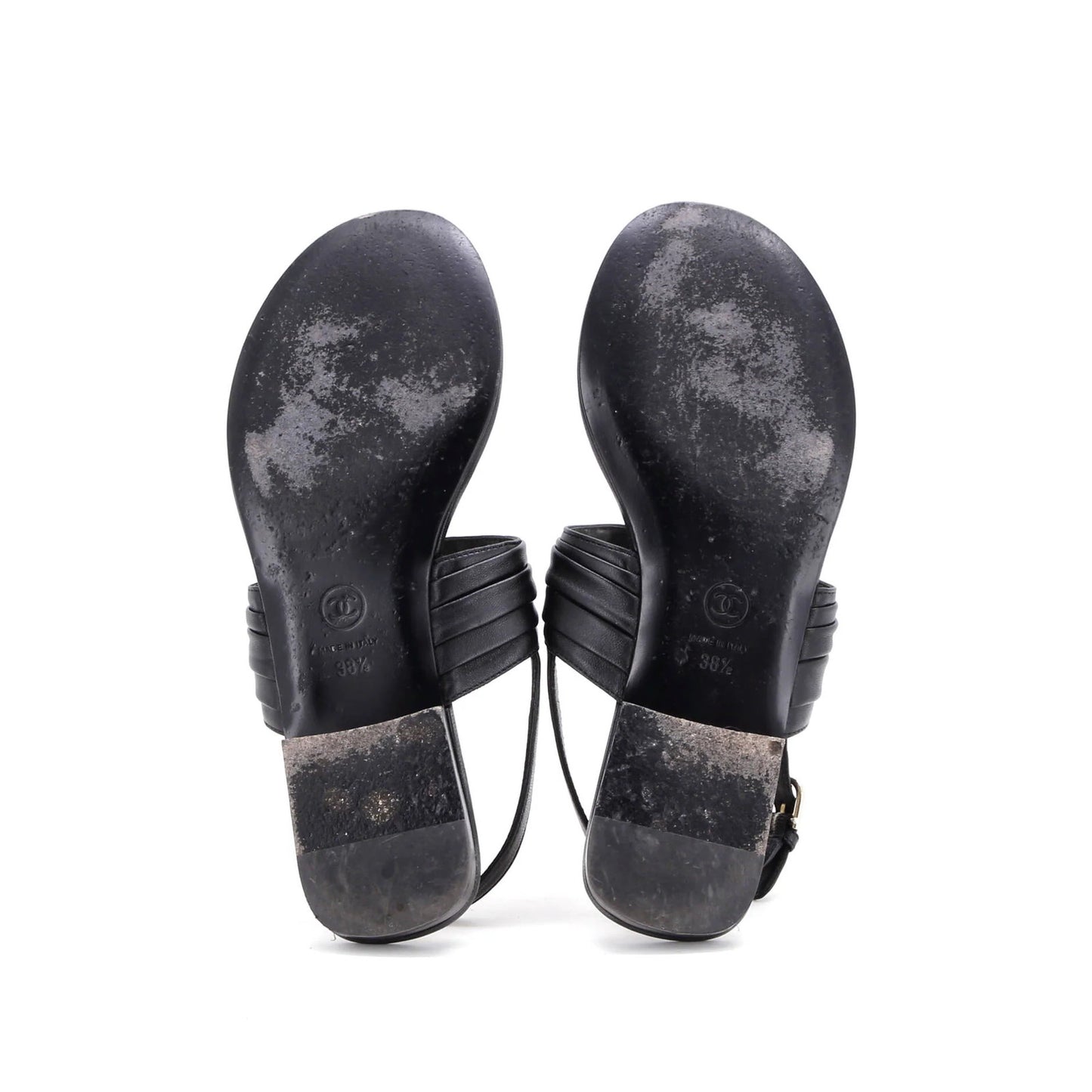 Chanel Women'S Cc Slingback Thong Sandals Leather