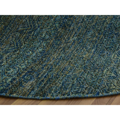 8'X8' Green Hand Knotted Kohinoor Herrita 100% Wool Round Oriental Rug