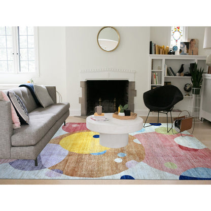 10'X13'9" Colorful The Circles Design Wool Hand Knotted Oriental Rug