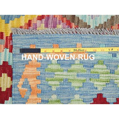 10'7"X14' Colorful Extra Soft Wool Afghan Kilim Hand Woven Oriental Rug