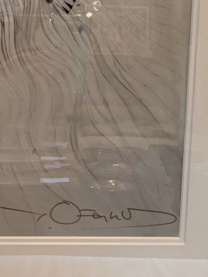 Woman face signed limited lithograph art print framed by Yoshitaka Amano