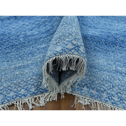 10'X14'4" Blue Pure Wool Hand Knotted Modern Chiaroscuro Collection Rug
